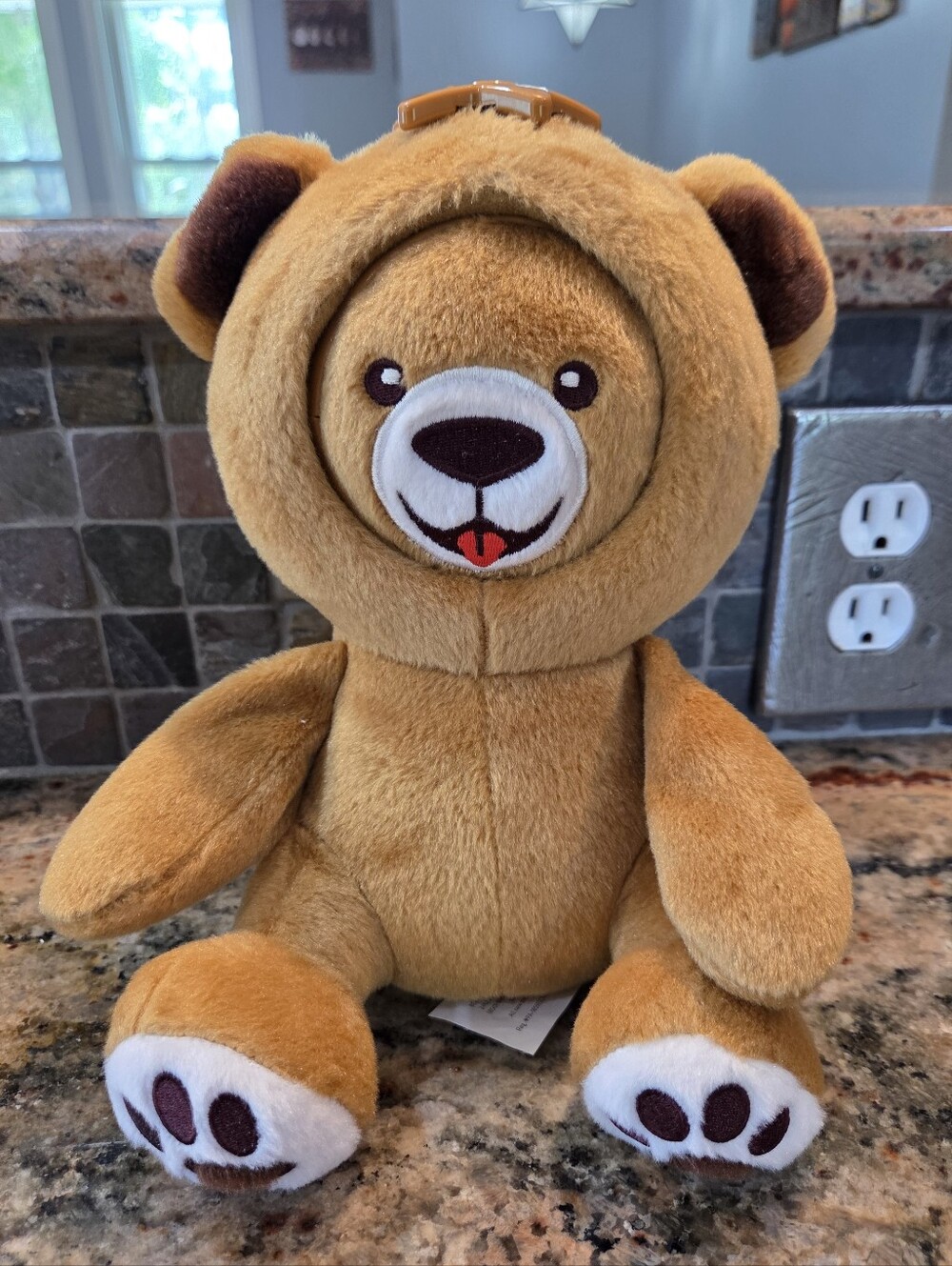 What its Face Plush Brown Teddy Bear 3 Different Faces Sitting Baby Toddler Toy